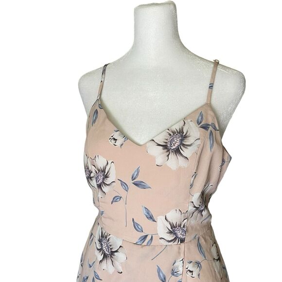 Lulus Small Magical Meadow Romper Skort Dress Vneck Blush Pink Floral - Picture 6 of 11